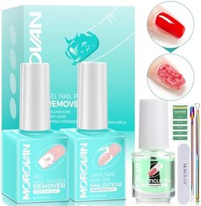 Morovan Gel Polish Remover Kit - Gel Nail Polish Remover Set with Latex Tape Peel Off Liquid with Cuticle Pusher Peeler Cuticle Oil Nail File Cleaner Quick & Easy No Need for Foil Soaking Or Wrapping