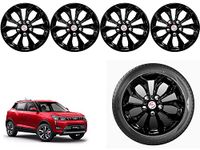 Auto Pearl - 16" inch | Set of 4 Pcs | Press Type Hubcap Wheel Cover Replacements for OEM Steel Wheels Polypropylene with Retention Ring | Compatible with XUV 300 2019| Color: Black