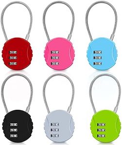 3 Digit Combination Lock 6 Pack, Mini Gym Lock with Wire for Travel Backpack Suitcas School Locker