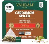 VAHDAM, Cardamom Masala Chai Tea Bags (100 Count) Non GMO, Gluten Free, No Artificial Flavor | Blended w/Exotic Spices | Chai Tea | Resealable Ziplock Pouch