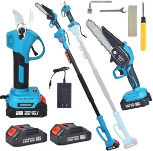 Clownya 4-in-1 Cordless Pole saw Pruning Set, Electric Pruning Shears & 6 Inch pole saws for tree trimming with 8ft Max Extension Pole, Two 20V 2.0Ah Batteries, Electric Pole Saw Tree Trimming Kit