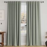 Turquoize Sage Green Blackout Curtains Thermal Insulated Room Darkening Curtains for Bedroom Back Tab/Rod Pocket Light Blocking Window Drapes for Living Room, 52x96 Inch, Light Sage, 2 Panels