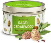 SAGE + CEDARWOOD Aromatherapy Candle for House Energy Cleansing and Stress Relief, Banishes Negative Energy I Purification and Chakra Healing - Natural Soy Wax Tin Candle for Aromatherapy 6oz