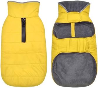 Petglad Dog Winter Coat, Waterproof Dog Jacket with Leash Hole, Reflective Adjustable Pet Snow Vest, Warm Fleece Sweater for Small Medium Large Dogs - Yellow, 3XL
