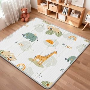 PIGLOG Foldable Baby Play Mat, Waterproof Playmats for Babies and Toddlers Kids, Safe Foam Playmat for Tummy Time, 50x50 Playpen Mat, Reversible Portable Baby Floor Mat for Infant, Toddler, Giraffe