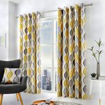 Fusion - Lennox - 100% Cotton Lined Eyelet Curtains - 90 Width x 90 Drop (229 x 229cm) in Grey