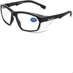 ProtectX Safety Reading Glasses 3.0 Diopter, Safety Glasses with Readers 3.0, Reader Safety Glasses 3.0, ANSI Z87.1 Rated with UV Protection