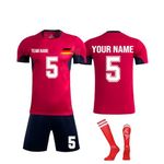 Personalised Football Kit, 2024 Home Away Soccer Jerseys New Kids Football Kits Boys Girls,Football Training Shirts Shorts Socks Gifts for Children