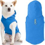 Gooby Every Day Fleece Cold Weather Vest with Hoodie for Small Dogs, Medium, Blue