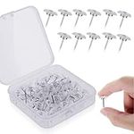 Prasacco 50 Pieces Transparent Thumb Tacks Clear Push Pins Plastic Drawing Pins with Storage Box Thumbtacks for Wall Hangings Steel Point Cork Board Tacks for Maps Posters Photos