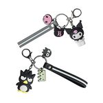 Kuromi Keyring, Anime Keyring, Girls Keyrings Birthday Christmas Gifts, 2 PCS (Kuromi & Black Penguin)