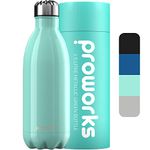 Proworks Stainless Steel 1.5l Water Bottle | Double Insulated Vacuum Flask for 12 Hours Hot & 24 Hours Cold Drinks - Great for Home, Work, Gym Camping & Travel - 1.5 Litre Bottle - BPA Free – Green