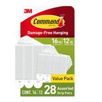 Command Medium and Large Picture Hanging Strips, Damage Free Hanging Picture Hangers, No Tools Wall Hanging Strips for Living Spaces, 12 Medium Pairs and 16 Large Pairs (56 Strips)