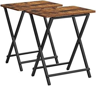 VASAGLE TV Tray Set of 2 Folding Tables Rustic Brown and Black LET251B01