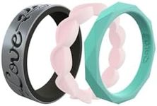 QALO Women's Rubber Silicone Wedding Ring Gift Set, Comfort Fit, Silicone Wedding Ring Set for Women, Breathable, Durable Engagement Silicone Band, Gift Set E, Size 5