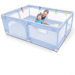 Kidoola Baby Playpen with Padded Frame & Mesh Walls, Play Pen with Balls, Pull Rings, Playpen for Babies and Toddlers, Ideal for Indoor & Outdoor, Baby Play Pen with Mat - Unisex (150x180cm)