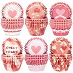 qiqee Valentine Jumbo Cupcake Liners 300PCS Gradient Cupcake Cups 6 Designs Cupcake Papers Baking Cups Cupcake Wrappers (Large Size)