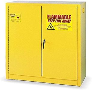 Eagle 4510 Safety Cabinet for Flammable Liquids, 2 Door Self Close, 45 Gallon, 65" Height, 43" Width, 18" Depth, Steel, Yellow
