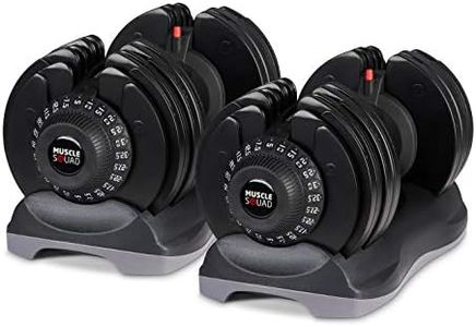 MuscleSquad Pair of 32.5kg Adjustable Dumbbell - 12 in 1 Dumbbell - 5kg to 32.5kg (Pair of Dumbbells)