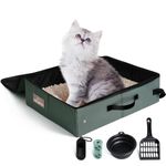 Upgrade Portable Litter Box with Lid, Leak-Proof Collapsible Cat Litter Box Great for Travel Hotel Stays and Road Trip 18x14x5.5 Inches