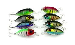 LENPABY 8pcs/lot Medium Diving Crankbaits Lot Hard Plastic Fishing Lures Crappie Bass Tourt Crank Baits for Saltwater and Freshwater 7cm/2.76"/9.6g