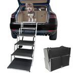 Petshug 6 Steps Aluminum Sturdy Pet Ramp Stairs for Large Dogs, Folding Lightweight Dog Steps with Increased Nonslip Surface for Trucks, Cars, SUV and High Beds, Portable Ladder Supports Up to 150 Lbs