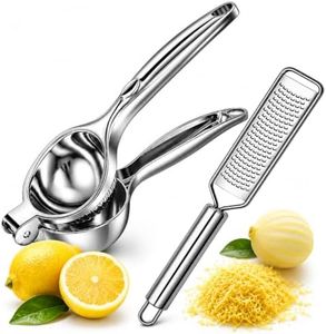 Lemon Squeezer & Zester Set, 2.8" Large Bowl Stainless Steel Citrus Juicer, Heavy Duty Handheld Lime Press with Seed Filter, Multi-Purpose Citrus Grater for Cocktails, Cooking & Cheese