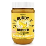 Barkin Banana Buddy BUDDER, 100% All Natural Dog Peanut Butter, Healthy Peanut Butter Dog Treats, Stuff Inside Dog Enrichment Toys, Use as Pill Pocket, Made in USA 17oz