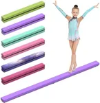 Fancybling Leather Balance Beam, Gymnastics Beam 2.1m/220 lbs Faux Suede, Portable & Foldable Gymnastics Equipment, Gymnastics Balance Beam for Birthday Gym Home Training Exercise Sports, Purple