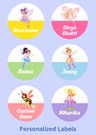 Yellow Nuts Custom Name Stickers Tags 40 Pcs for School Kids Girls Cartoom Fairytale Mermaid Waterproof Round Labels (Fairytale)