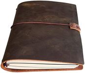 A5 Travelers Notebook - Refillable Leather Travel Journal with 3 Notebooks Inserted, Dotted Pages, Brown