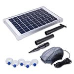 Solariver Solar Pond Aerator, DC Brushless Air Pump, 10 Watt Solar Panel, 5 Air Stones, Sun Powered Oxygenation for Fish Ponds, Aquaculture, Hydroponic, Bubbleponics, Bait Tank