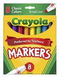 Crayola Classic Markers, Broad Line 8 ea, Adult Colouring, Bullet Journaling, School and Craft Supplies, Drawing Gift for Boys and Girls, Kids, Teens Ages 5, 6,7, 8 and Up, Holiday Toys, Stocking , Arts and Crafts, Gifting