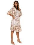 American Symbol Women's Georgette Fit and Flare Floral A-Line Mini Dress|Midi Western Dress for Women (White-2XL)