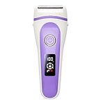 Lady Shaver for Women, Bikini Trimmer Electric Razor Women Rechargeable Body Hair Removal for Face, Lip, Arms, Legs, Underarms Wet Dry Use with LED Display (Purple)