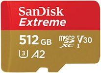 SanDisk Extreme 512GB microSDXC Memory Card + SD Adapter with A2 App Performance + Rescue Pro Deluxe, up to 160MB/s, Class 10, UHS-I, U3, V30