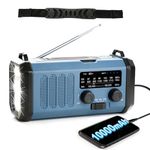 10000mAh Solar Crank NOAA Emergency Radio, 4 Power Sources Type-C Rechargeable Weather Radio, Portable AM FM Dynamo Survival Radio, USB Phone Charger, 700LM Torch/Reading Lamp,SOS,Compass for Camping