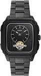 Fossil Men's Inscription Automatic Stainless Steel Two-Hand Watch, Color: Black (Model: ME3238)