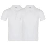 KHIM 2 Pack White Unisex Boys Girls Short Sleeve Plain Polo Shirt School Uniform Sports Wear (White,Age 3-4 Year)