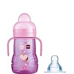 MAM Trainer+ 220ml, Baby Cup Suitable from 4+ Months, Trainer Cup for Independent Drinking, Spill-Free Toddler Cup, Pink (Designs May Vary)