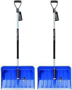 2 palas de nieve ergonómicas, para pequeñas y grandes cantidades de nieve, hoja de plástico, borde de aluminio, mango de aluminio con zona de agarre separada