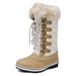 DREAM PAIRS Women's River_1 Beige White Knee High Winter Snow Boots Size 9 M US