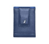 Nautica Men's Genuine Leather Front Pocket RFID Wallet (Available in Smooth or Pebble Grain), Two Tone - Cobalt Blue, OSFA