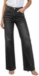 GRAPENT Ladies Jeans Trendy Jeans Maternity Jeans Over The Belly Work Jeans Distressed Jeans for Womens Jeans Size 18 Womens Wide Leg Pants for Summer Color Soft Black Size 16 Size 18