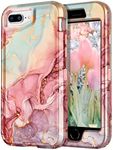 CASEFIV for iPhone 8 Plus Case, iPhone 7 Plus Case, iPhone 6 Plus Case, iPhone 6s Plus Case, Marble Heavy Duty Shockproof Full Body Hard PC+Soft Silicone Drop Protective Women Girls Case, Rose Gold