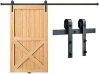 VEVOR 8FT Sliding Barn Door Hardware Kit, 330LBS Loading Heavy Duty Barn Door Track Kit for Single Door, Fit 3.7-4.3FT Wide and 1.3"-1.8" Thick Door Panel, with Smooth & Silent Pulley (J Shape)