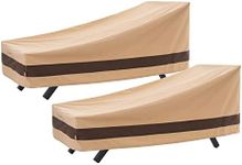 WJ-X3 Outdoor Waterproof Chaise Lounge Chair Cover, 38W x 84D x 34H, Beige & Coffee, 2 Pack