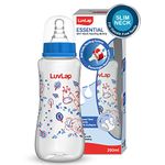 LuvLap Baby Essential Slim Neck Feeding Bottle, 250ml, Jungle Tales, with anti Colic Nipple, New Born / Infants / Toddler upto 3 years, BPA Free, , Blue