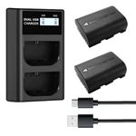 QUMOX LP-E6NH Replacement Battery & USB Charger Set, 2X Pack 2250mAh Replacement for LP-E6 LP-E6NH Battery, Dual Slot USB Charger Compatible with Canon EOS R7 R5 R6 R6 II R, 5DIV, 6DII, 7DII, 80D, 90D