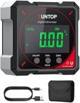 XUNTOP 4 * 90°Digital Angle Finder 4-side Strong Magnetic Digital Protractor with LCD Display, Type-C Rechargeable Level Box IP54 Waterproof Angle Measuring Tool for Woodworking, Construction and DIY